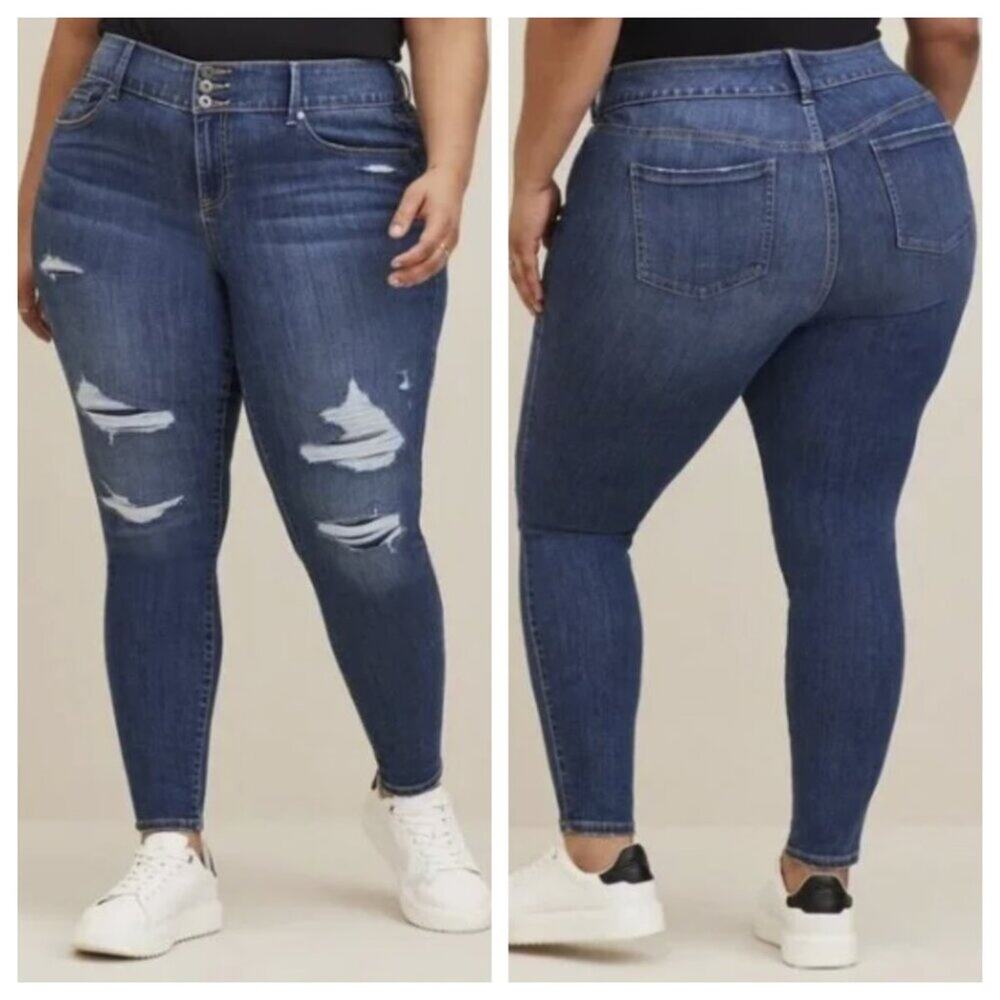 Torrid Women's Jegging Skinny Super Soft High Rise Destructed Jean Size 18